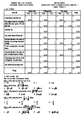 Khảo sát chất lượng 8 tuần học kì 1 môn Toán 9 - Trường THCS Tân Thành